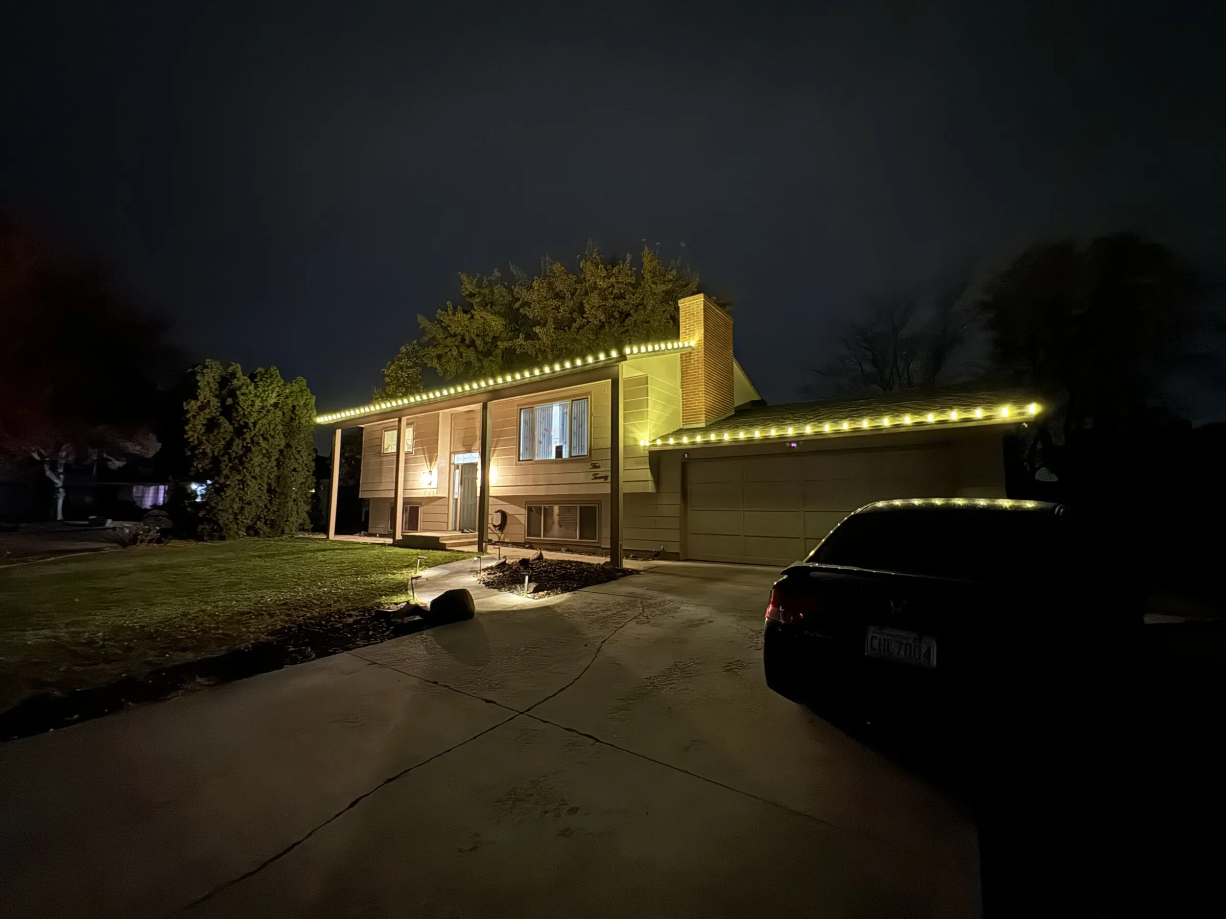 Ranch home lit for Christmas