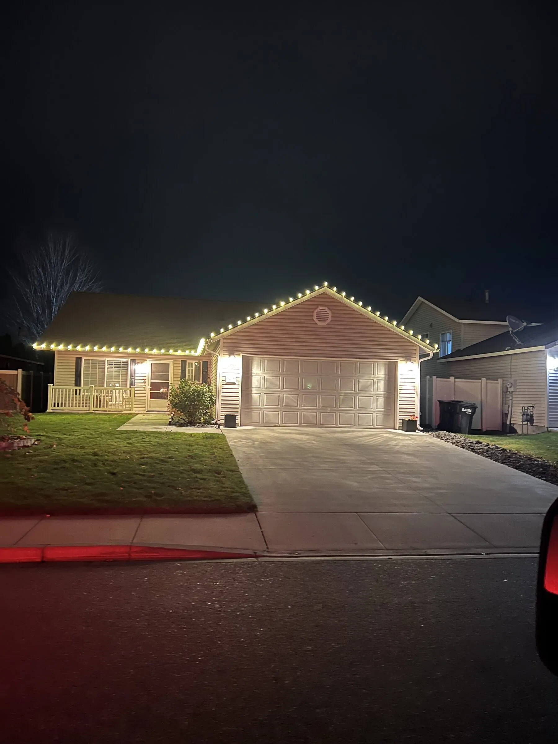Tall gable lit with C9 bulbs in the Tri-Cities